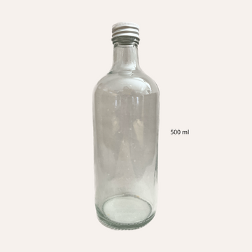 Glasflaske med metallåg 500 ml til opbevaring