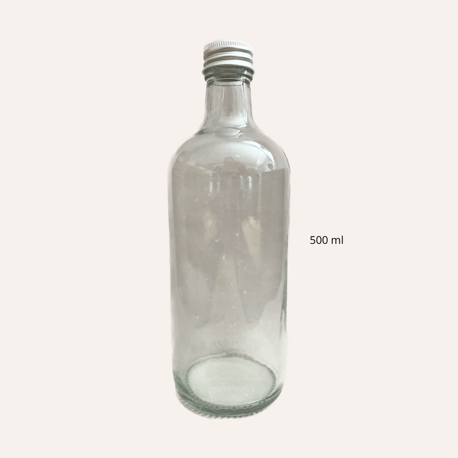 Glasflaske med metallåg 500 ml til opbevaring